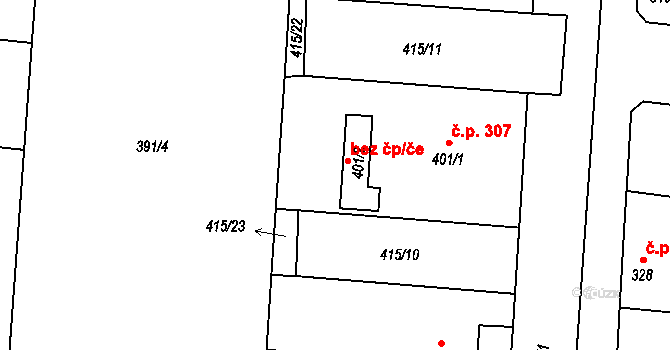 Peruc 46259295 na parcele st. 401/2 v KÚ Peruc, Katastrální mapa
