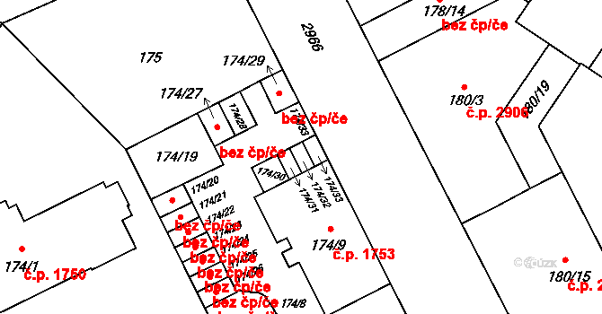 Opava 49720295 na parcele st. 174/32 v KÚ Opava-Předměstí, Katastrální mapa