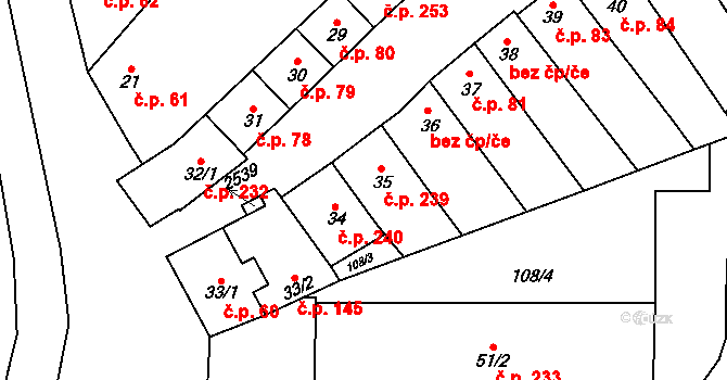 Chvalkovice na Hané 239, Ivanovice na Hané na parcele st. 35 v KÚ Chvalkovice na Hané, Katastrální mapa