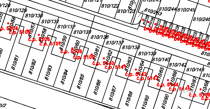 Proseč nad Nisou 5141, Jablonec nad Nisou na parcele st. 810/62 v KÚ Proseč nad Nisou, Katastrální mapa