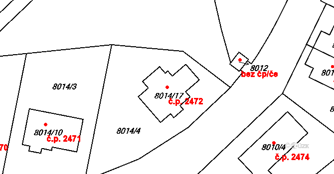 Žďár nad Sázavou 3 2472, Žďár nad Sázavou na parcele st. 8014/17 v KÚ Město Žďár, Katastrální mapa