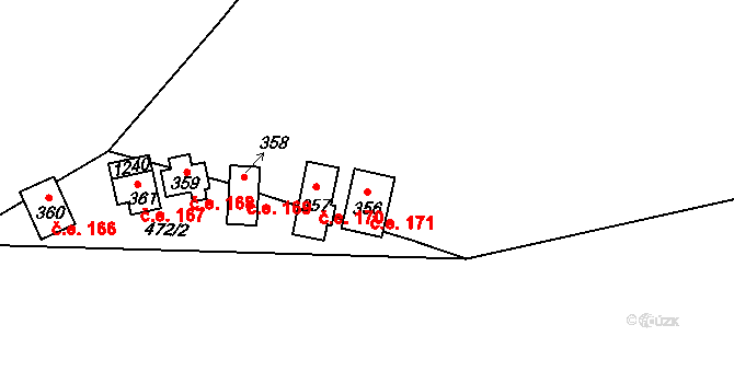 Předenice 171 na parcele st. 356 v KÚ Předenice, Katastrální mapa