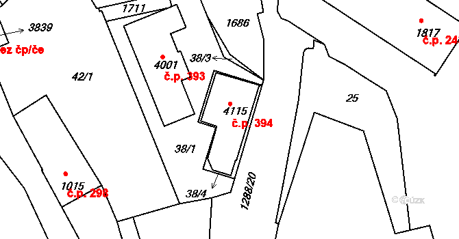 Plešivec 394, Český Krumlov na parcele st. 4115 v KÚ Český Krumlov, Katastrální mapa