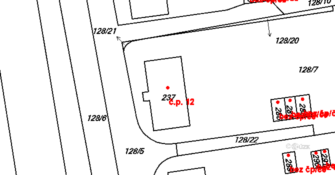 Horní Vltavice 12 na parcele st. 237 v KÚ Horní Vltavice, Katastrální mapa