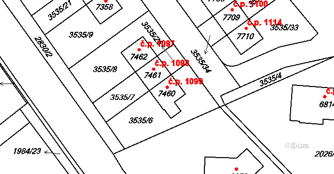 Chrudim II 1099, Chrudim na parcele st. 7460 v KÚ Chrudim, Katastrální mapa