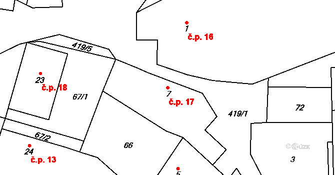 Veclov 17, Svojetín na parcele st. 7 v KÚ Veclov u Svojetína, Katastrální mapa