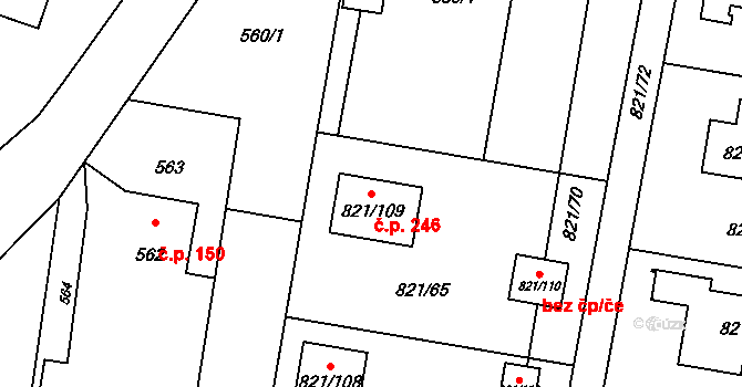 Děhylov 246 na parcele st. 821/109 v KÚ Děhylov, Katastrální mapa