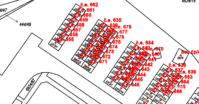 Žatec 674 na parcele st. 3659 v KÚ Žatec, Katastrální mapa