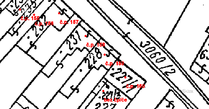 Tvrdonice 159 na parcele st. 228 v KÚ Tvrdonice, Katastrální mapa