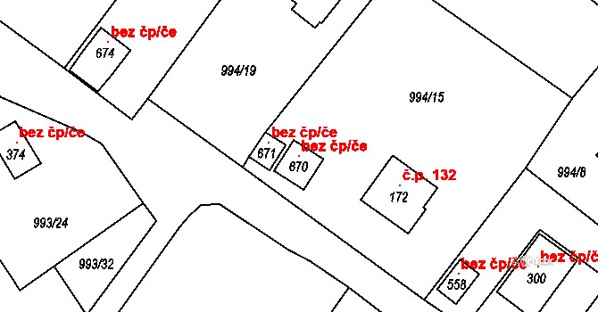 Kyselka 100641296 na parcele st. 670 v KÚ Radošov u Kyselky, Katastrální mapa