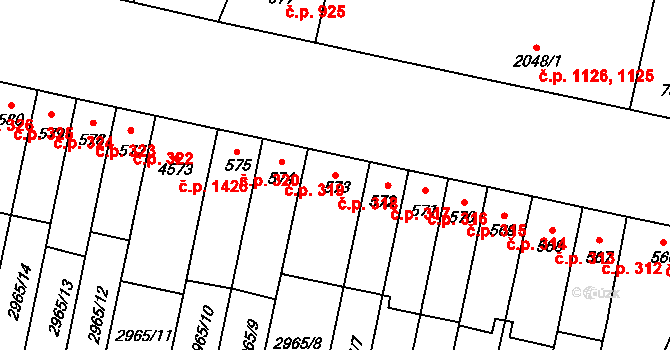 Kyjov 318 na parcele st. 573 v KÚ Kyjov, Katastrální mapa