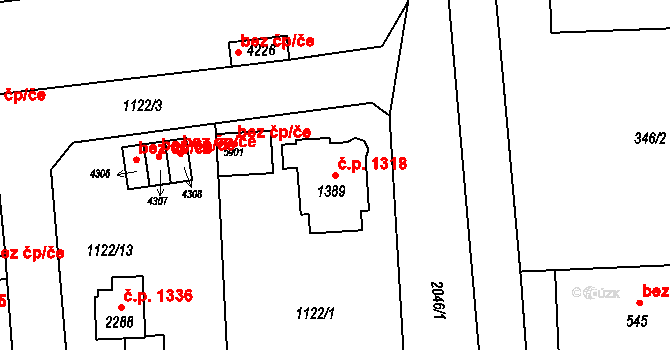 Šumperk 1318 na parcele st. 1389 v KÚ Šumperk, Katastrální mapa