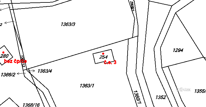Hůrka Kapinos 3, Neveklov na parcele st. 254 v KÚ Zádolí u Neveklova, Katastrální mapa