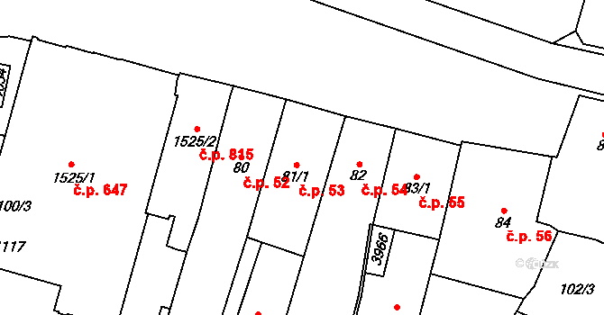 Planá 53 na parcele st. 81/1 v KÚ Planá u Mariánských Lázní, Katastrální mapa