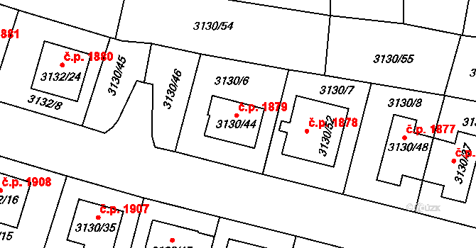 Tachov 1879 na parcele st. 3130/44 v KÚ Tachov, Katastrální mapa