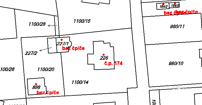 Želivec 174, Sulice na parcele st. 226 v KÚ Sulice, Katastrální mapa