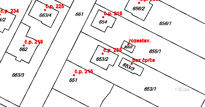 Poříčí 235, Boršov nad Vltavou na parcele st. 653/2 v KÚ Boršov nad Vltavou, Katastrální mapa