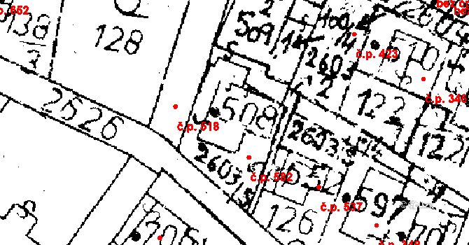 Kamenický Šenov 518 na parcele st. 508 v KÚ Kamenický Šenov, Katastrální mapa