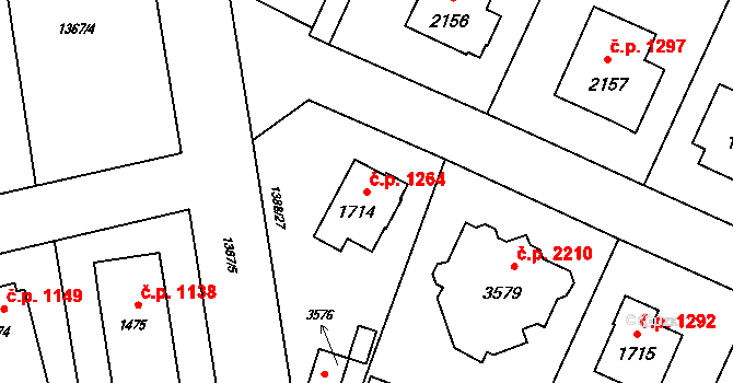 Rožnov pod Radhoštěm 1264 na parcele st. 1714 v KÚ Rožnov pod Radhoštěm, Katastrální mapa