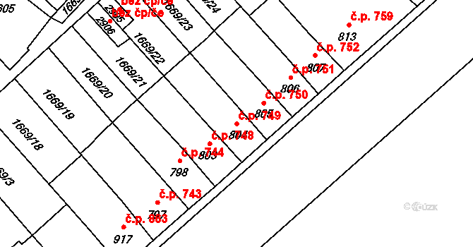 Hořice 749 na parcele st. 804 v KÚ Hořice v Podkrkonoší, Katastrální mapa