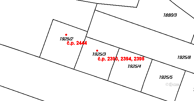 Ústí nad Labem-centrum 2393,2394,2395, Ústí nad Labem na parcele st. 1925/3 v KÚ Ústí nad Labem, Katastrální mapa