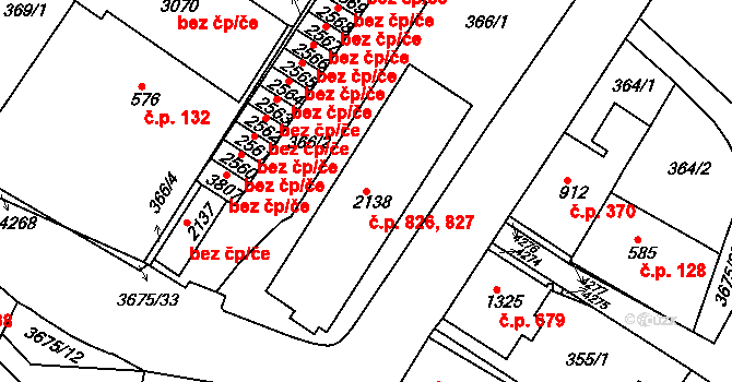 Žichlínské Předměstí 826,827, Lanškroun na parcele st. 2138 v KÚ Lanškroun, Katastrální mapa