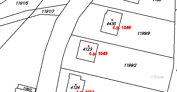 Žamberk 1049 na parcele st. 4123 v KÚ Žamberk, Katastrální mapa