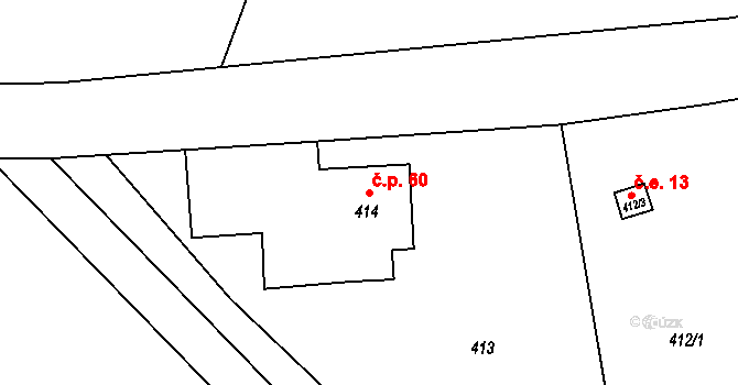 Záblatí 60, Bohumín na parcele st. 414 v KÚ Záblatí u Bohumína, Katastrální mapa