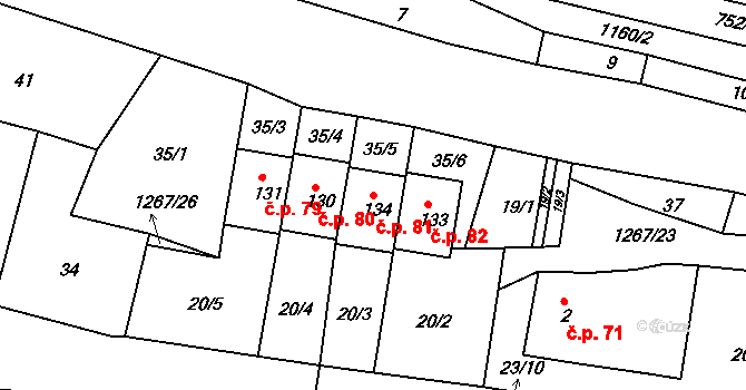 Sklené 81 na parcele st. 134 v KÚ Sklené u Svitav, Katastrální mapa