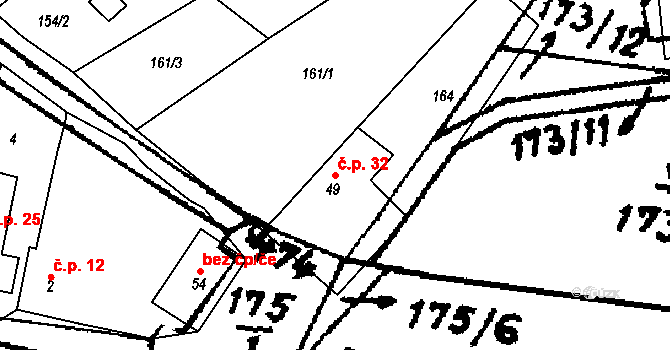 Lukov 32 na parcele st. 49 v KÚ Lukov u Bíliny, Katastrální mapa