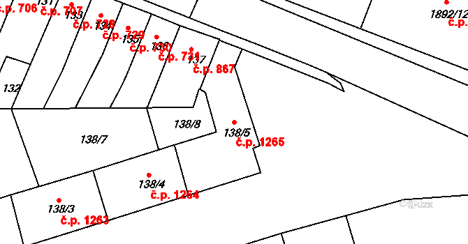 Trnovany 1265, Teplice na parcele st. 138/5 v KÚ Teplice-Trnovany, Katastrální mapa