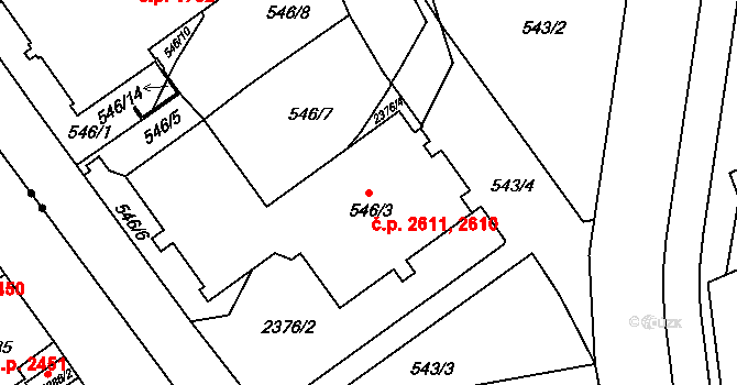 Trnovany 2610,2611, Teplice na parcele st. 546/3 v KÚ Teplice-Trnovany, Katastrální mapa