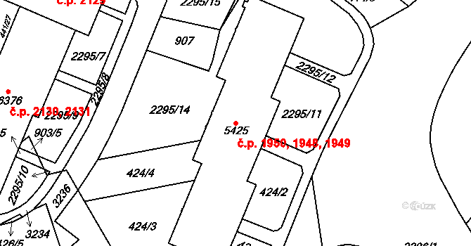 Cheb 1948,1949,1950 na parcele st. 5425 v KÚ Cheb, Katastrální mapa