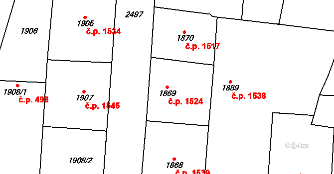 Nové Město 1524, Praha na parcele st. 1869 v KÚ Nové Město, Katastrální mapa