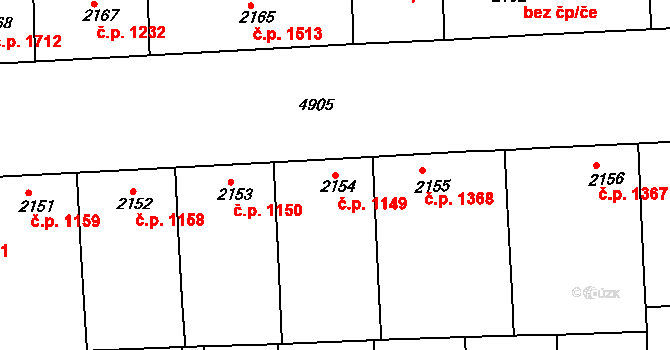 Smíchov 1149, Praha na parcele st. 2154 v KÚ Smíchov, Katastrální mapa