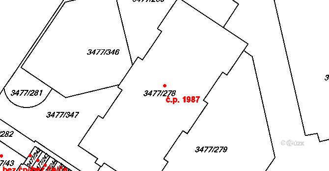 Břevnov 1987, Praha na parcele st. 3477/278 v KÚ Břevnov, Katastrální mapa