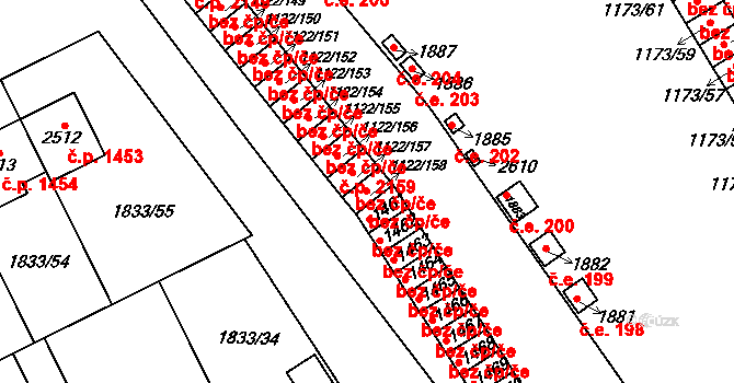 Uničov 2161 na parcele st. 1122/158 v KÚ Uničov, Katastrální mapa