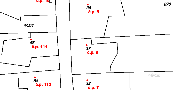 Nové Osinalice 8, Medonosy na parcele st. 37 v KÚ Osinalice, Katastrální mapa