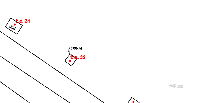 Březník 32 na parcele st. 3268/14 v KÚ Březník, Katastrální mapa