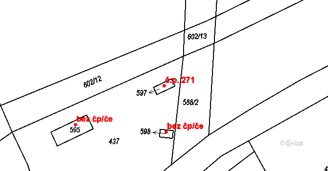 Horoušánky 271, Horoušany na parcele st. 597 v KÚ Horoušany, Katastrální mapa