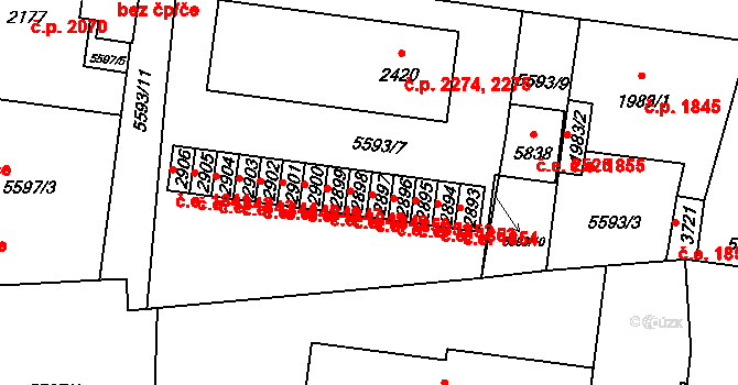Žatec 1850 na parcele st. 2897 v KÚ Žatec, Katastrální mapa