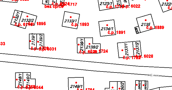 Zlín 1724 na parcele st. 2138/2 v KÚ Zlín, Katastrální mapa