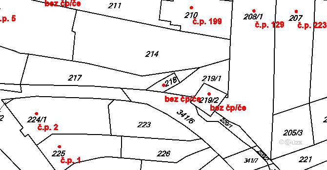 Silůvky 42825296 na parcele st. 218 v KÚ Silůvky, Katastrální mapa