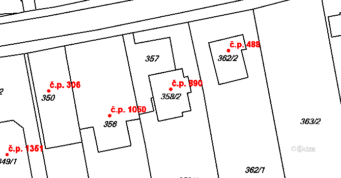 Kylešovice 890, Opava na parcele st. 358/2 v KÚ Kylešovice, Katastrální mapa