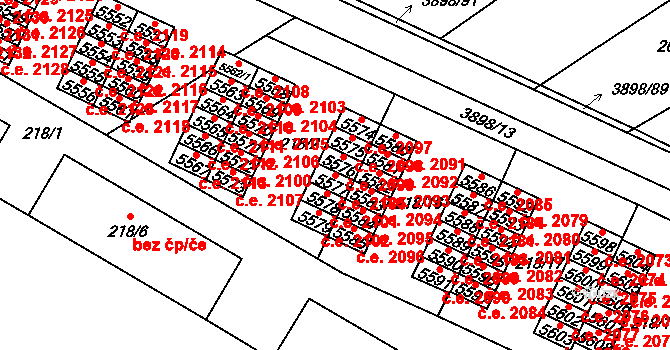 Řečkovice 2185, Brno na parcele st. 5577 v KÚ Řečkovice, Katastrální mapa