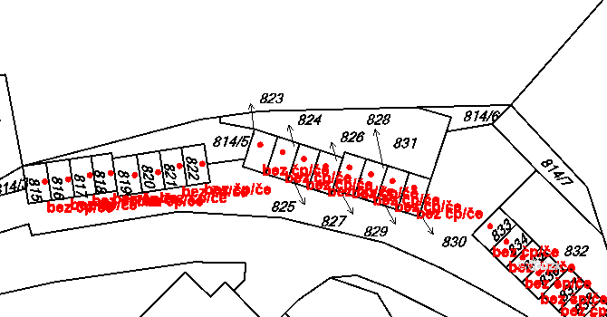 Komárov 46980296 na parcele st. 825 v KÚ Komárov u Hořovic, Katastrální mapa