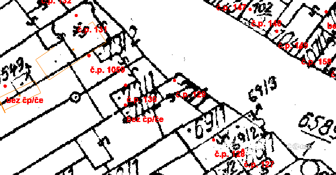 Strání 129 na parcele st. 71/1 v KÚ Strání, Katastrální mapa