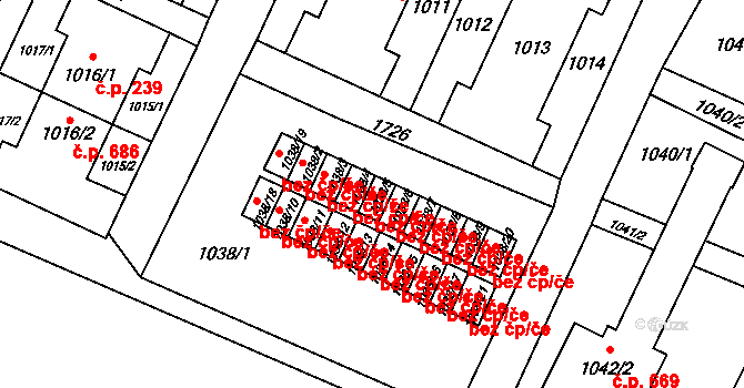 Ostrava 47952296 na parcele st. 1038/5 v KÚ Kunčičky, Katastrální mapa