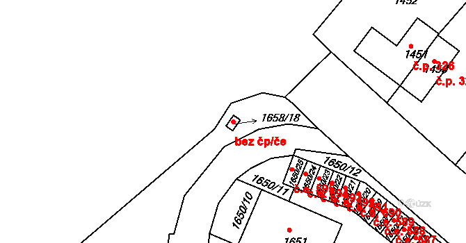 Děčín 48681296 na parcele st. 1658/18 v KÚ Podmokly, Katastrální mapa