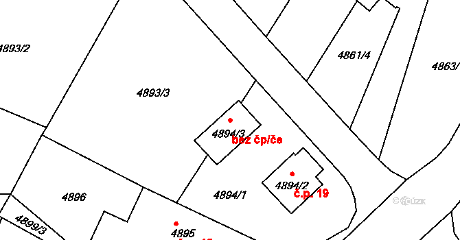 Benešov 49178296 na parcele st. 4894/3 v KÚ Benešov u Prahy, Katastrální mapa
